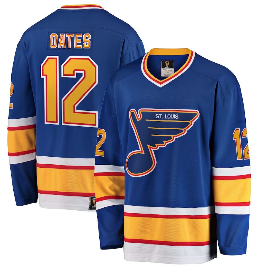 Men St. Louis Blues #12 Adam Oates Fanatics Branded Blue Premier Breakaway Retired Player NHL Jersey